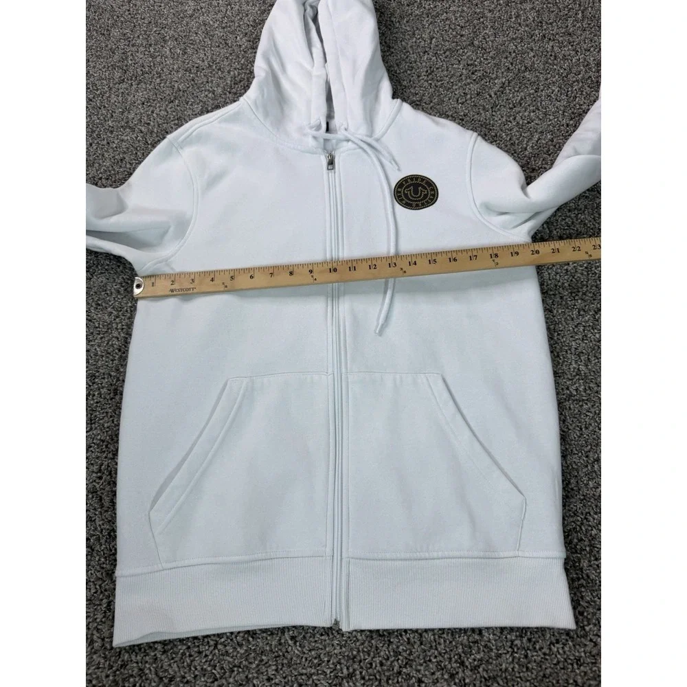 True Religion Full Zip Hoodie Size Medium White